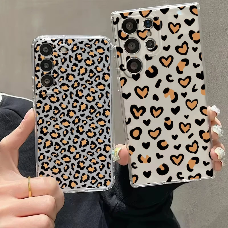 Leopard Print Phone Case For Samsung Galaxy S26 S25 S24 Plus S23 FE S22 S21 S20 Ultra 5G S10 Soft Clear Cover