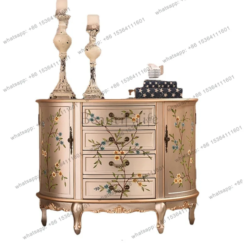 

Modern simple European-style painted entrance decorative cabinet semi-round dining side cabinet