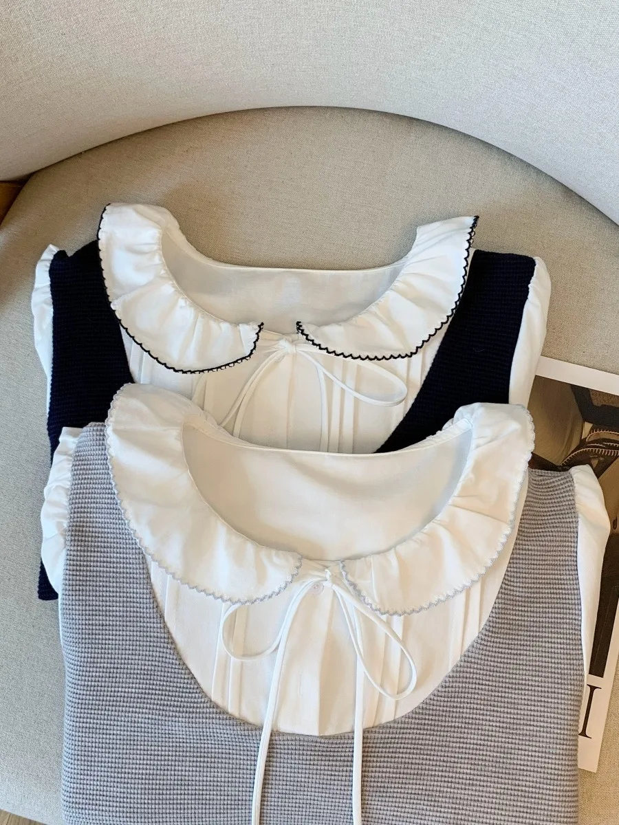 Self-Kept Sle Knitted Splice Doll Collar irt Women Early Autumn Anti-Aging College Wind Top Recommendations for You