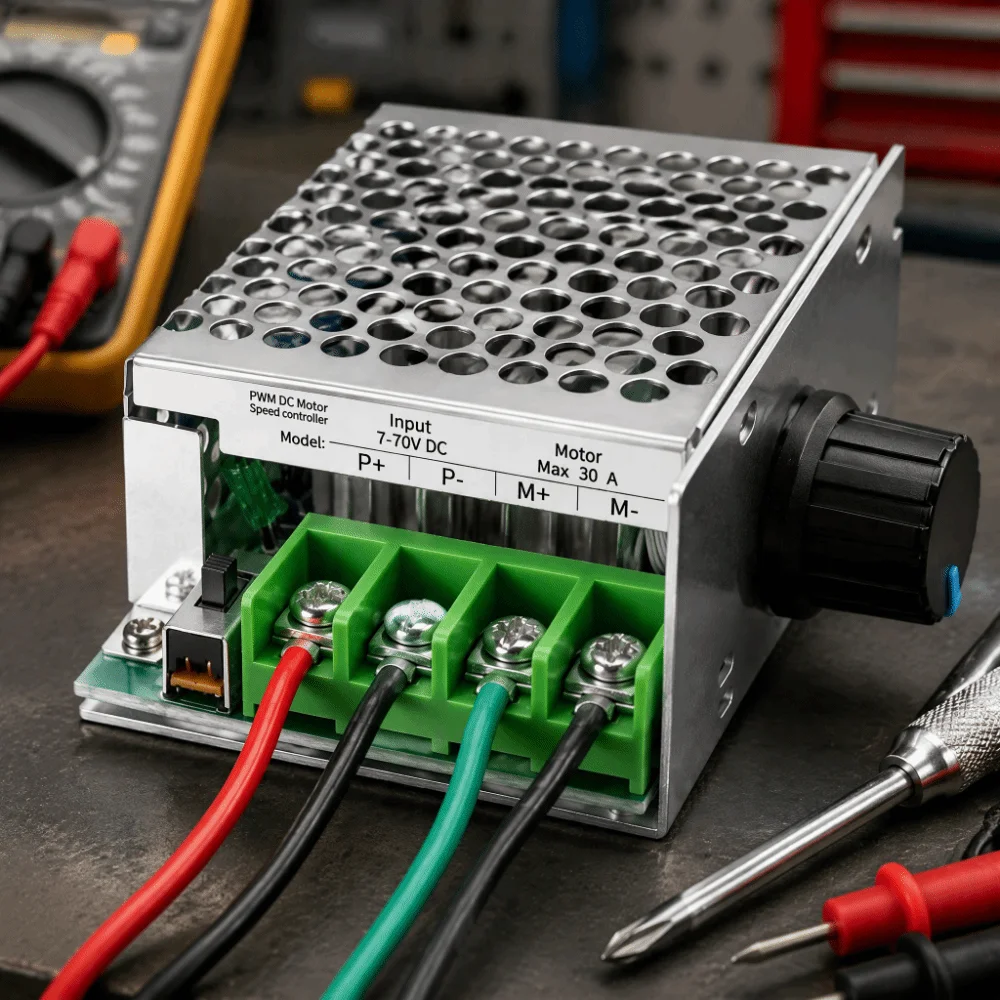 7-70V Input Voltage DC Motor Speed Controller Adjustable Duty Cycle 0-100% Overcurrent Protection PWM Motor Controller