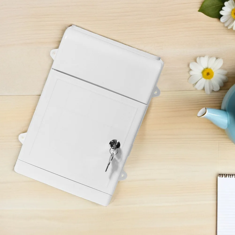 

2Set Wall Mounted Letter Box Waterproof Spacious White Metal Drop Box for Office Community Public Feedback and Complaints