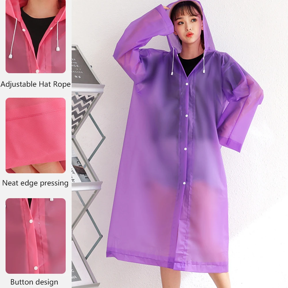 1pcsFashion Adult Waterproof Long Raincoat Women Men Rain Coat Hooded For Outdoor Hiking Travel Fishing Climbing Thickened ponch