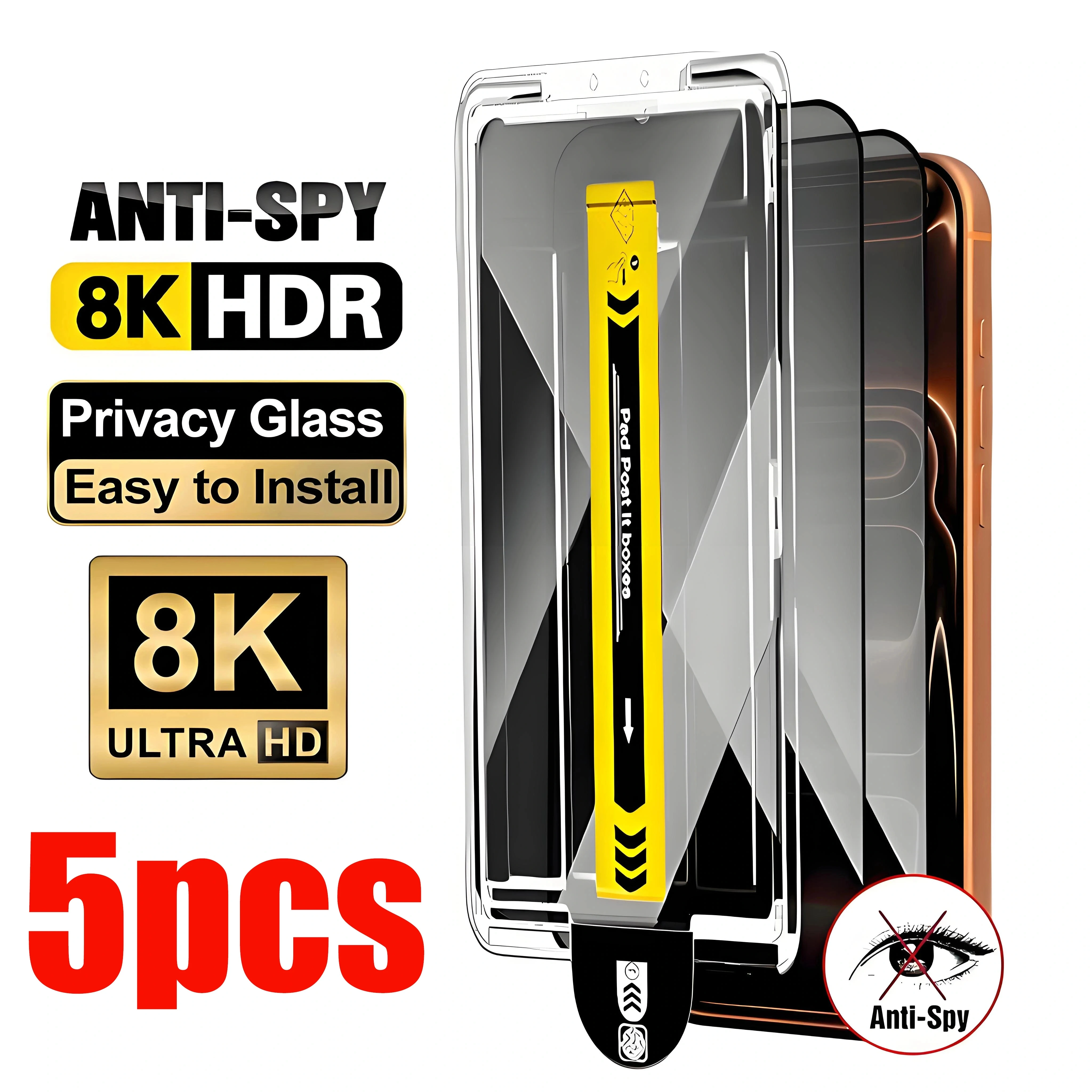 5 Stück Anti-Spionage Displayschutzfolie für iPhone 17 Pro Max 18 Pro 16 11 13 15 12 Mini 14 Plus 16e XS XR 6 7 8 Privatsphäre Panzerglas