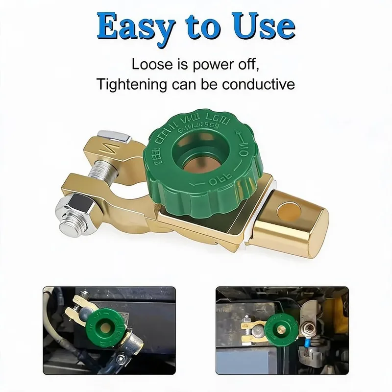 

Brass Car Battery Disconnect Switch Heavy-Duty Quick Cut-Off Knob Anti-Leakage Battery Terminal Isolator for 12V/24V