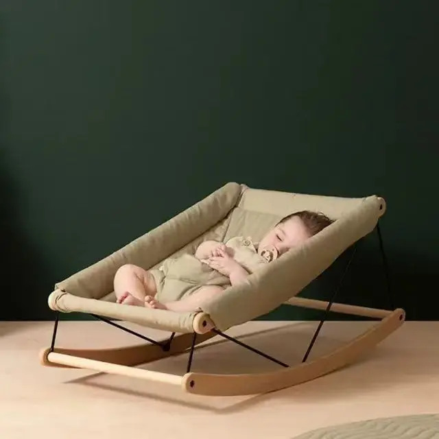 Baby Wooden Dual-purpose Rocking Chair Baby Rocking Chair Sleeping Soothing Lying Chair Children's Wooden Shaker