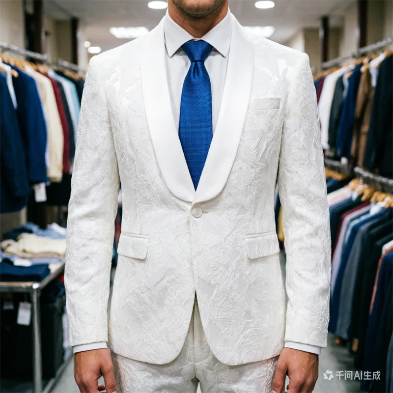 

High Quality Men Wedding Dance Party Luxurious Jacquard Suits Fashion Singer Pianist Dance Performance Dress Blazers and Pants