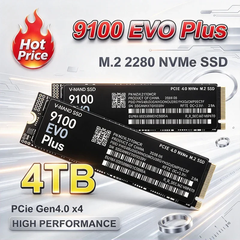 9100 EVO Plus M.2 2280 SSD NVMe 500GB 1TB 2TB 4TB TLC NAND, unidade de estado sólido interna para armazenamento em PS5, computadores de mesa e portáteis.