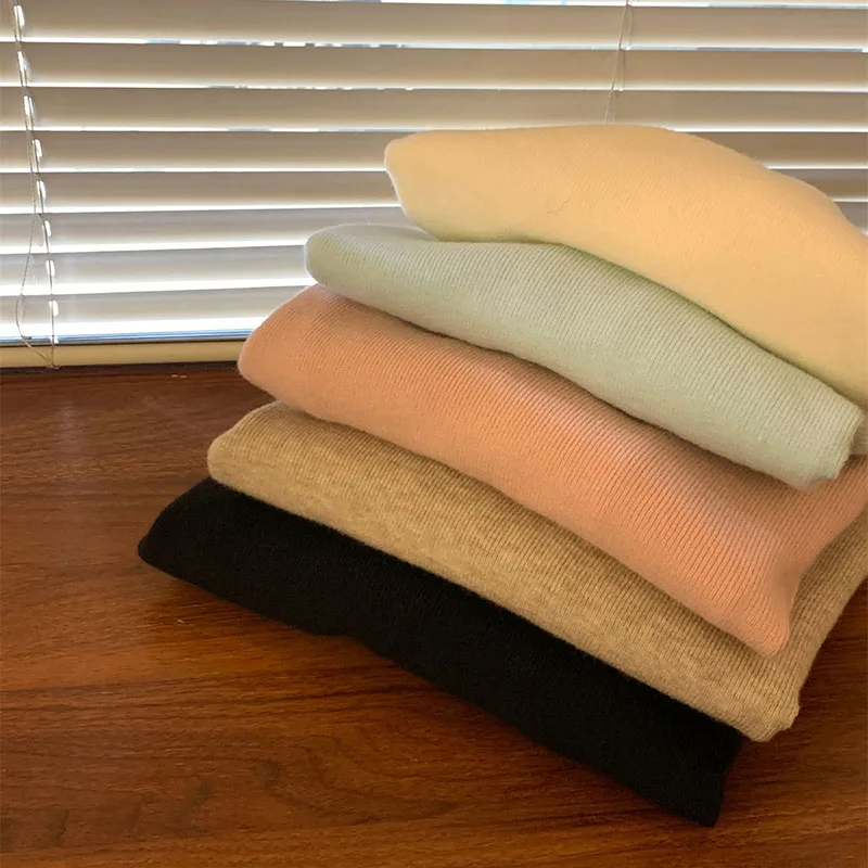 Solid Color Simple Long Sleeve Sweater Woman Korean Round Collar All-Match Short Sweaters Autumn Winter Casual Knit Pullover view 6