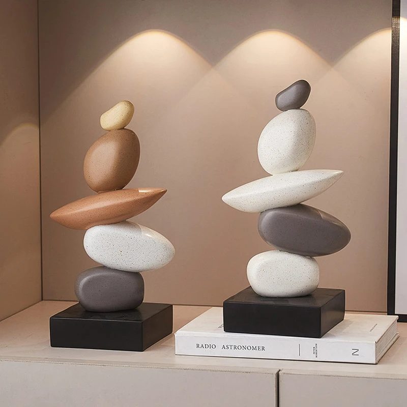 

3D Creative Modern Stone-like Ornaments Minimalist Art Resin Desktop Decoration for Office Hotel Home Wine Cooler Cabinet Shelf
