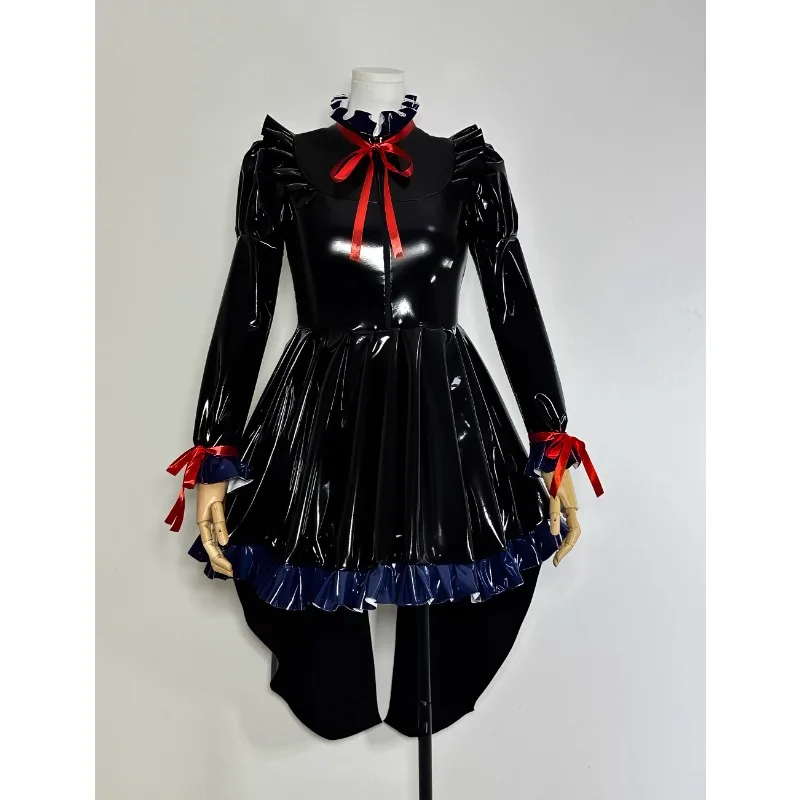 Aangepaste paleisstijl lange jurk nauwsluitende geplooide grote rok hoge hals sexy lange mouwen rok cosplay kostuum