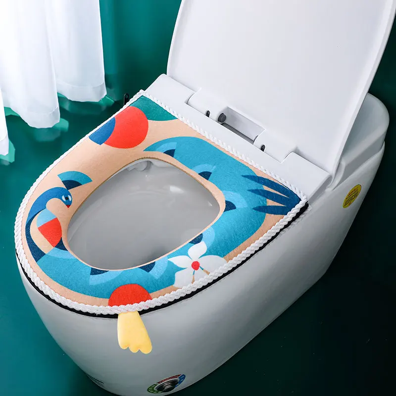 Toilet Seat Four Seasons Universal Double with Zipper Summer Toilet Seat Cushion Waterproof Zipper Models Toilet Seat Cover Home