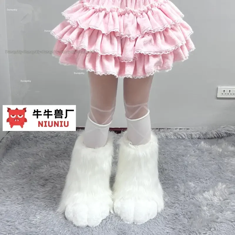 Fursuit Cosplay Paw Shoes Akcesoria Furry Cosplay Rubbit Cat Boots Cute Fluffy Animal Manga Party Cos Wearable Unisex Costume