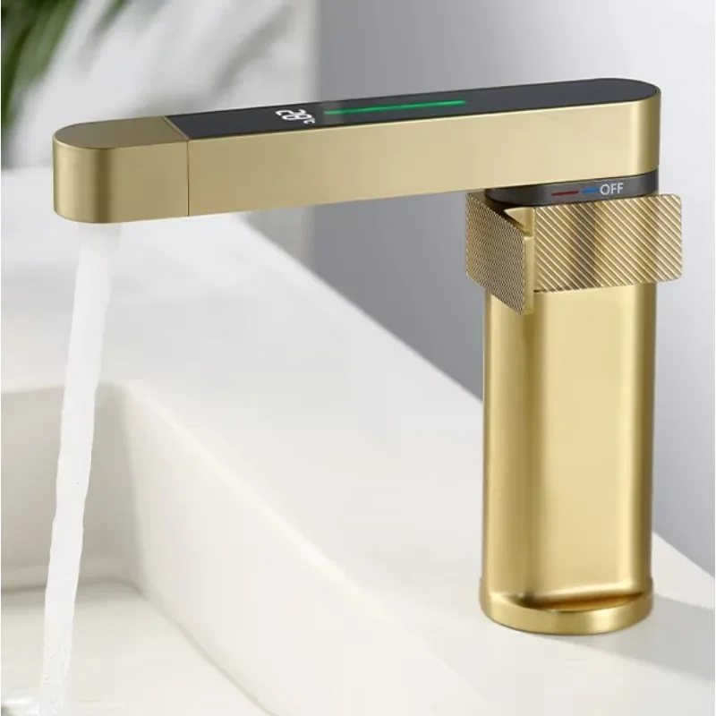 Automatic motion sensor touchless bathroom faucet mixer digital temperature display wash basin faucet brass smart faucet tap