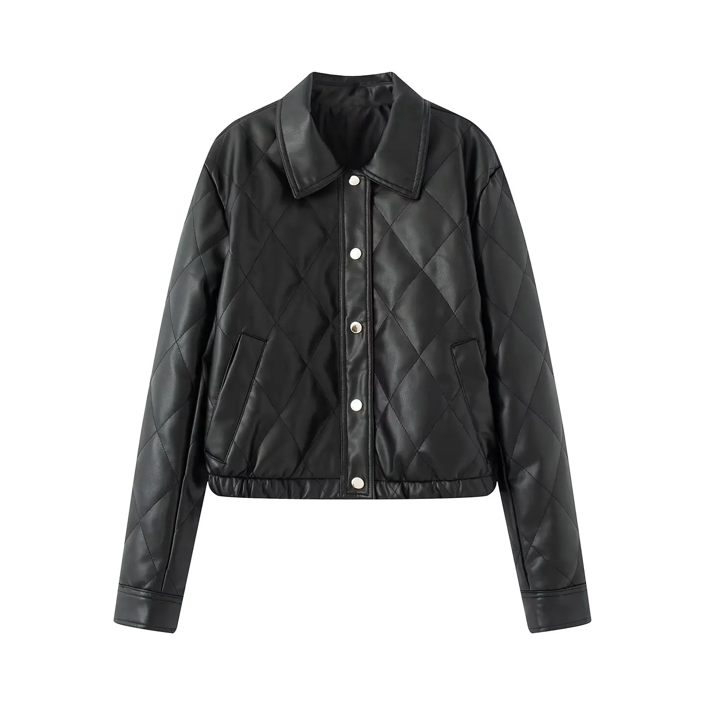 JNLEAOG Herfst Nieuwe Faionable ort Gewatteerde PU Katoenen Jas voor Vrouwen Franse Sle Loose Fit Polyester Dames Jaet