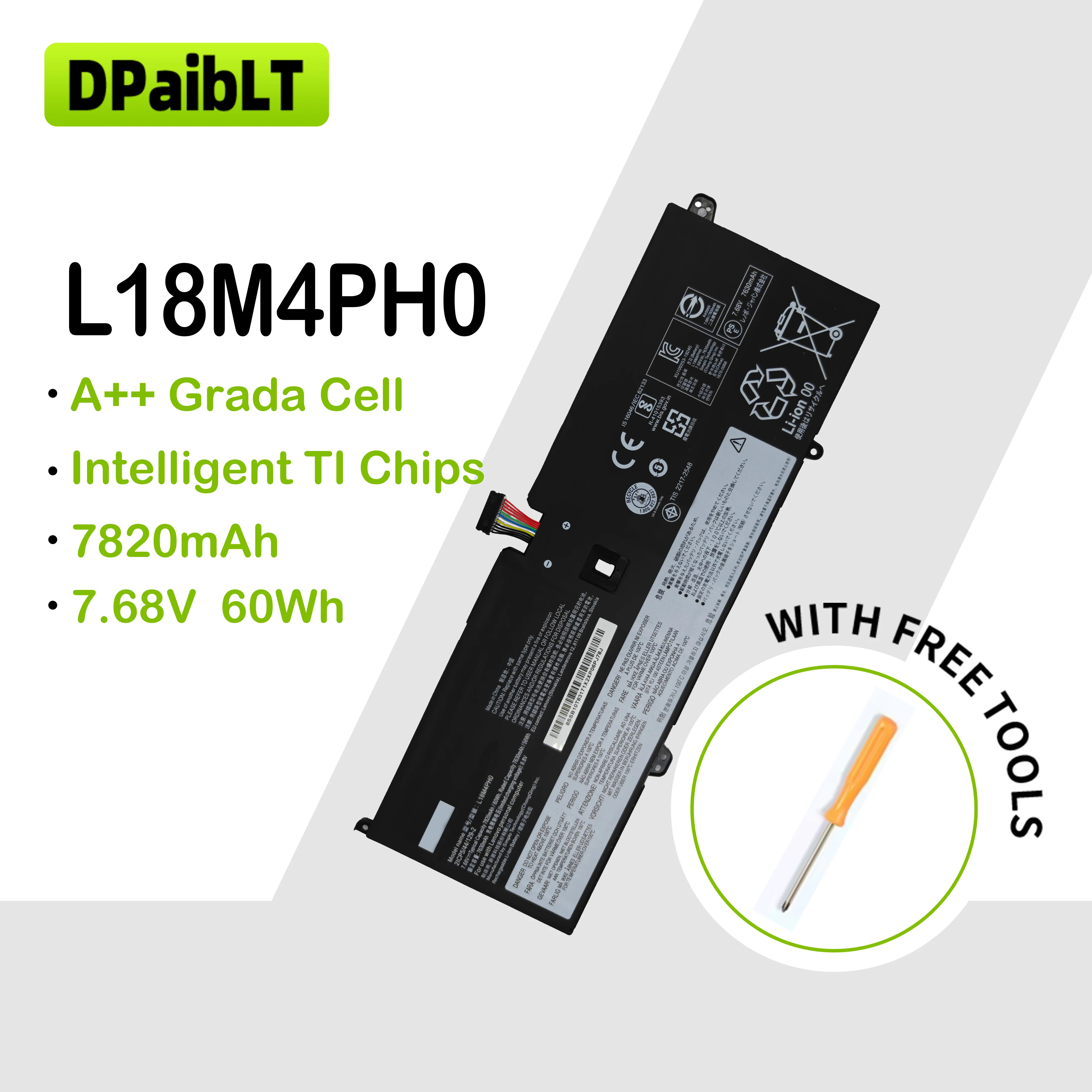 

DPaibLT 58Wh 7.68V L18M4PH0 L18C4PH0 LAPTOP BATTERY For Lenovo Yoga C940 14,C940-14IIL,C940 2-in-1 14 inch,C940-14IIL(81Q9)etc