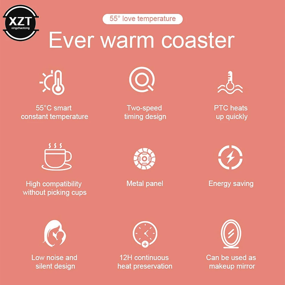 Cute Portable Cup Heater Smart Constant Temperature Heating Coasters Tea Milk Coffee Drink Tray Mug Pad