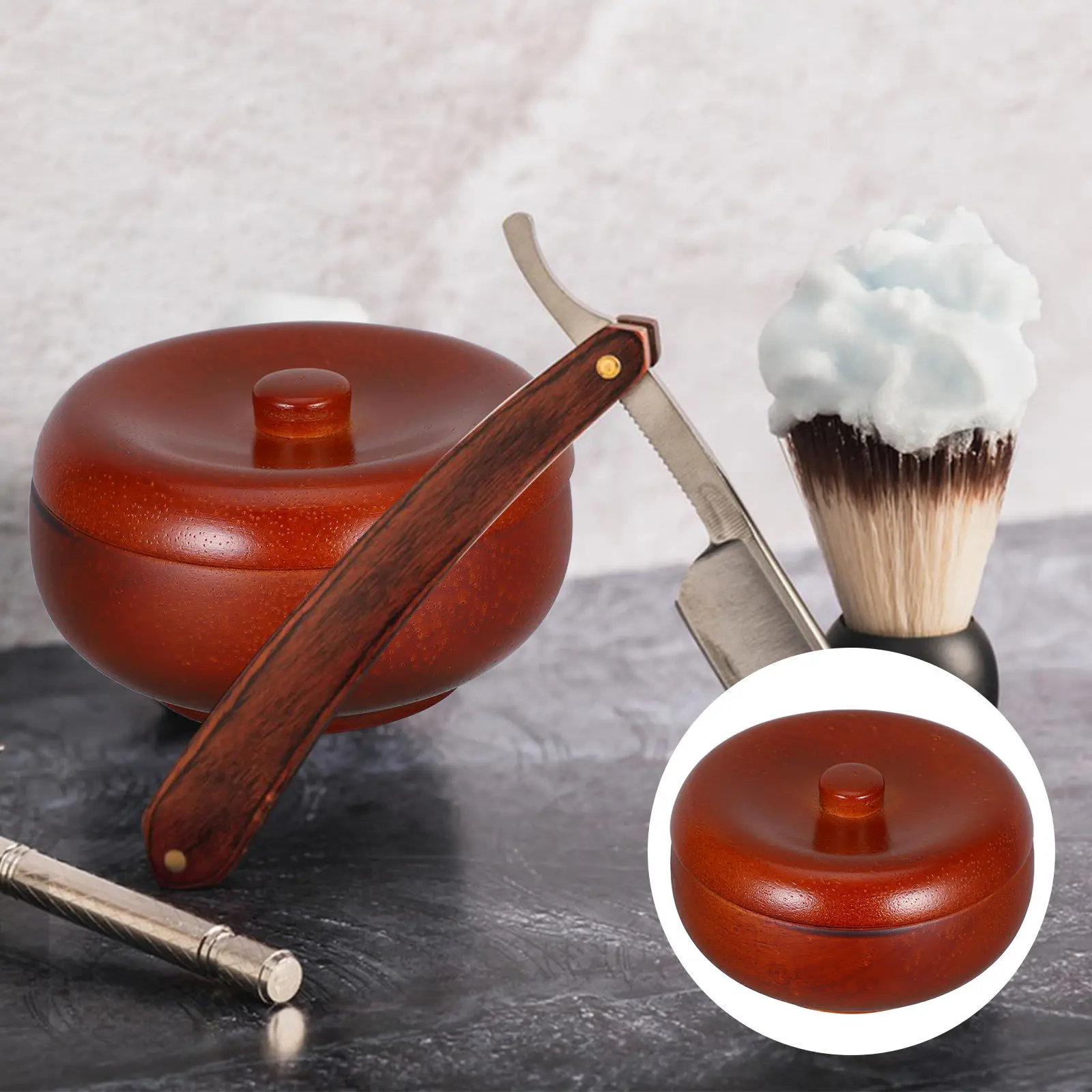 Shaving Soap Dish With Lid Shave Soap Jar For Travel Shaving Kit Elegant Wood Bowl Protective Men Efficient Lather