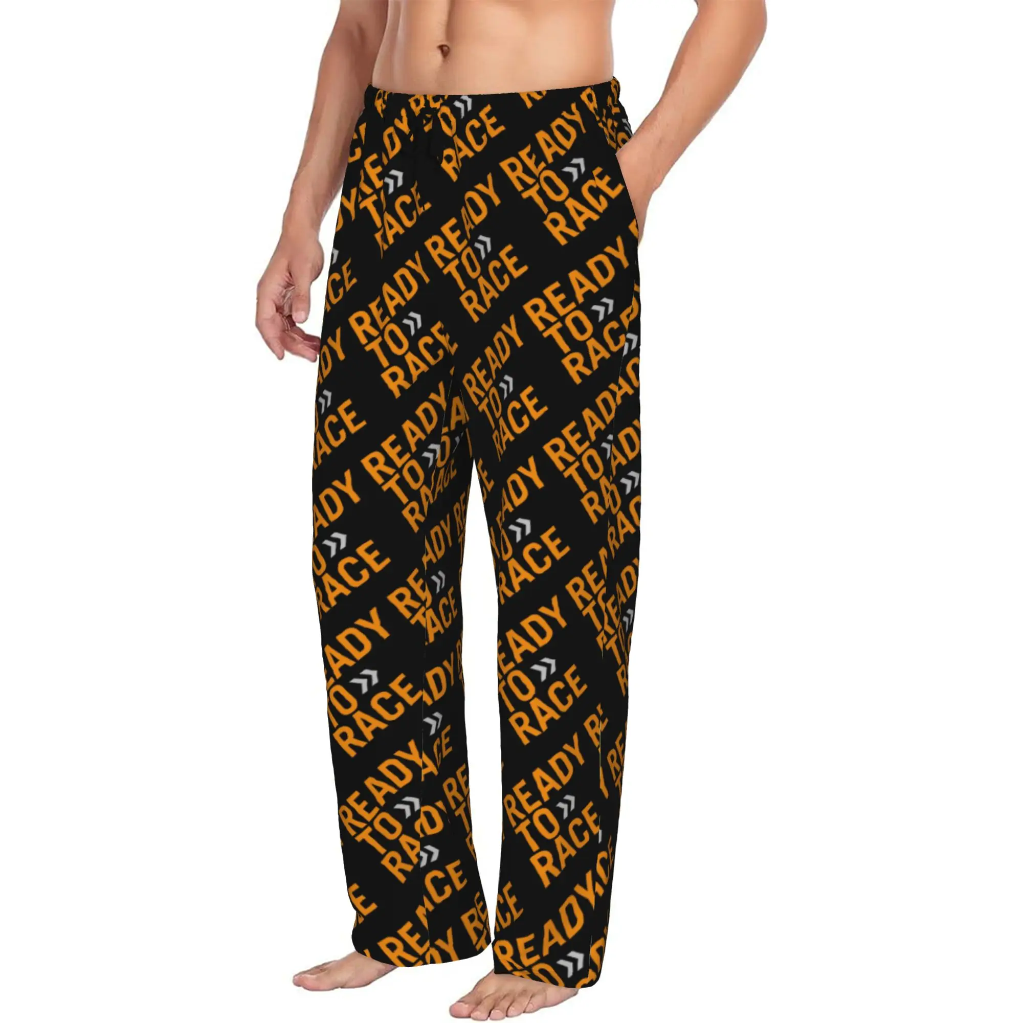 Custom Men's Ready To Race Pajama Pants Printed  Sleep Sleepwear Bottoms with Pockets