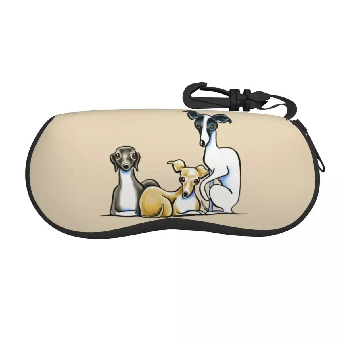 Italian Greyhound Trio Sunglasses Case Neoprene Zipper Whippet Sighthound Dog Shell Eyeglass Case Protective Box For Glasses