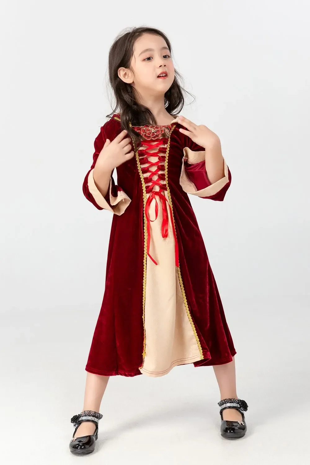 Halloween Child Retro Long-sleeved Medieval Court Style Vampire Costume