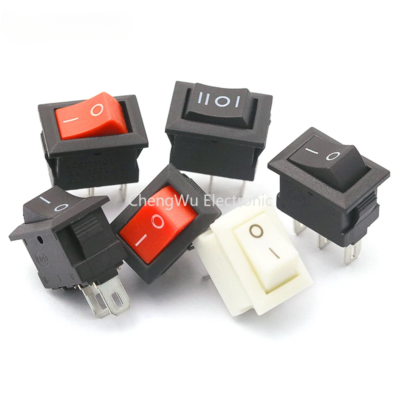 15pcs Mini Rocker Switch SPST Black and Red Snap in Switches Button AC 250V 3A / 125V 6A 2 Pin I/O 10*15mm on-off Switch Rocker