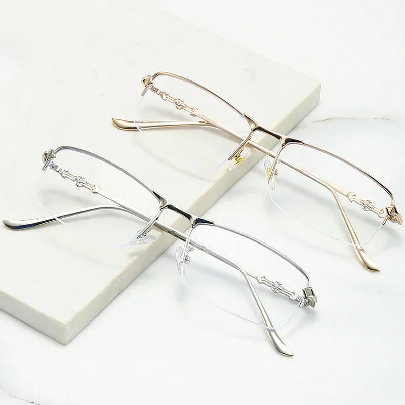Fashion Trend Minus Glasses for Women Men Vintage Half Frame Computer Myopia Eyewear Anti Blue Light Finished Near Sight Glasses