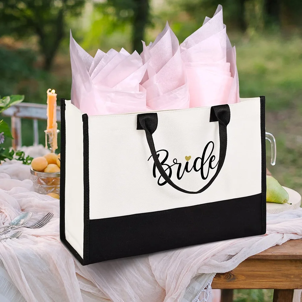 Bride Tote Bag & Makeup Bag Wedding Bride To Be Supplies Bridal Shower Gifts Bachelorette Party Engagement Honeymoon Accessories view 3
