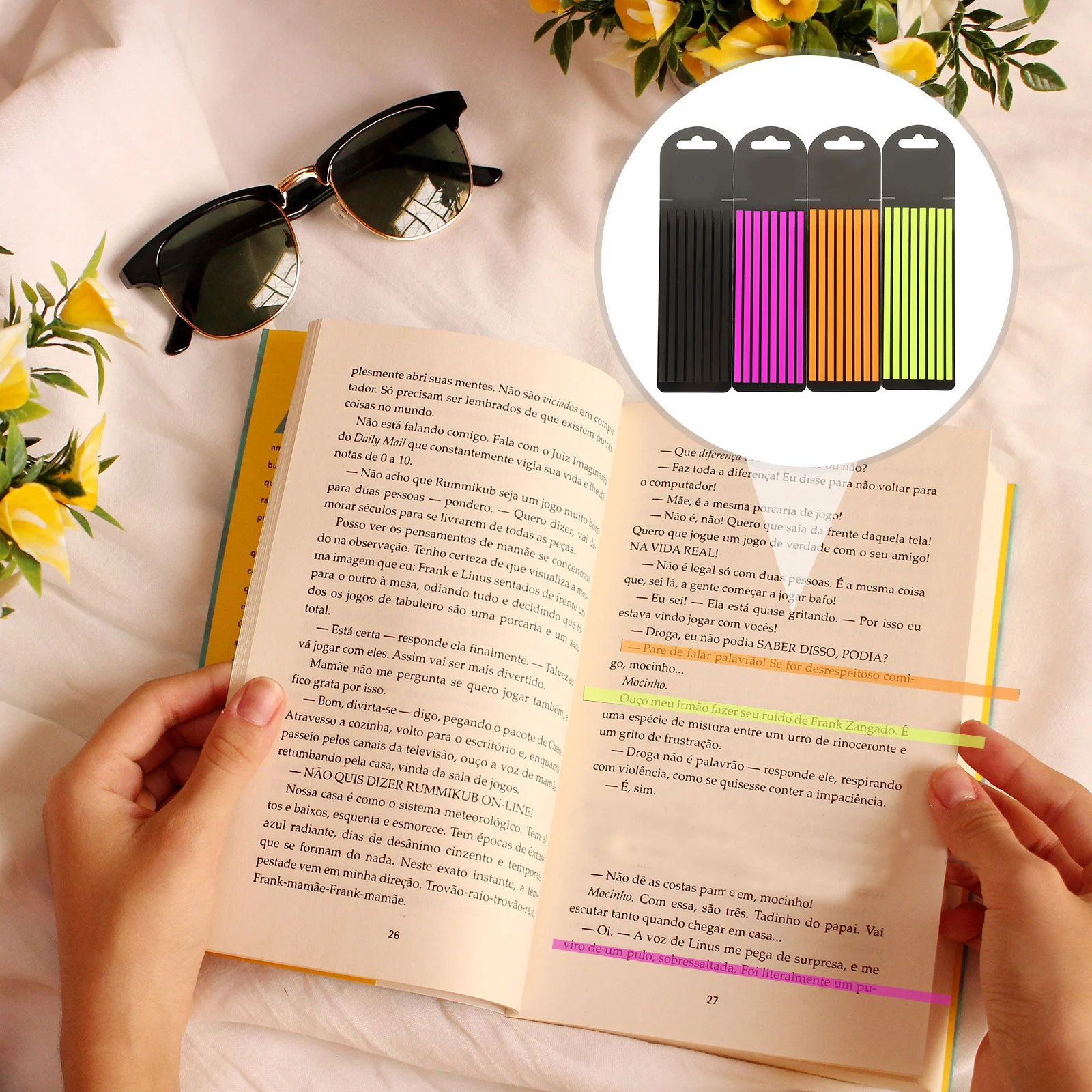 

4 Books Sticker Clear Highlight Stripes Markers Reading Highlighter Strips Guided Transparent Tabs for Page Article