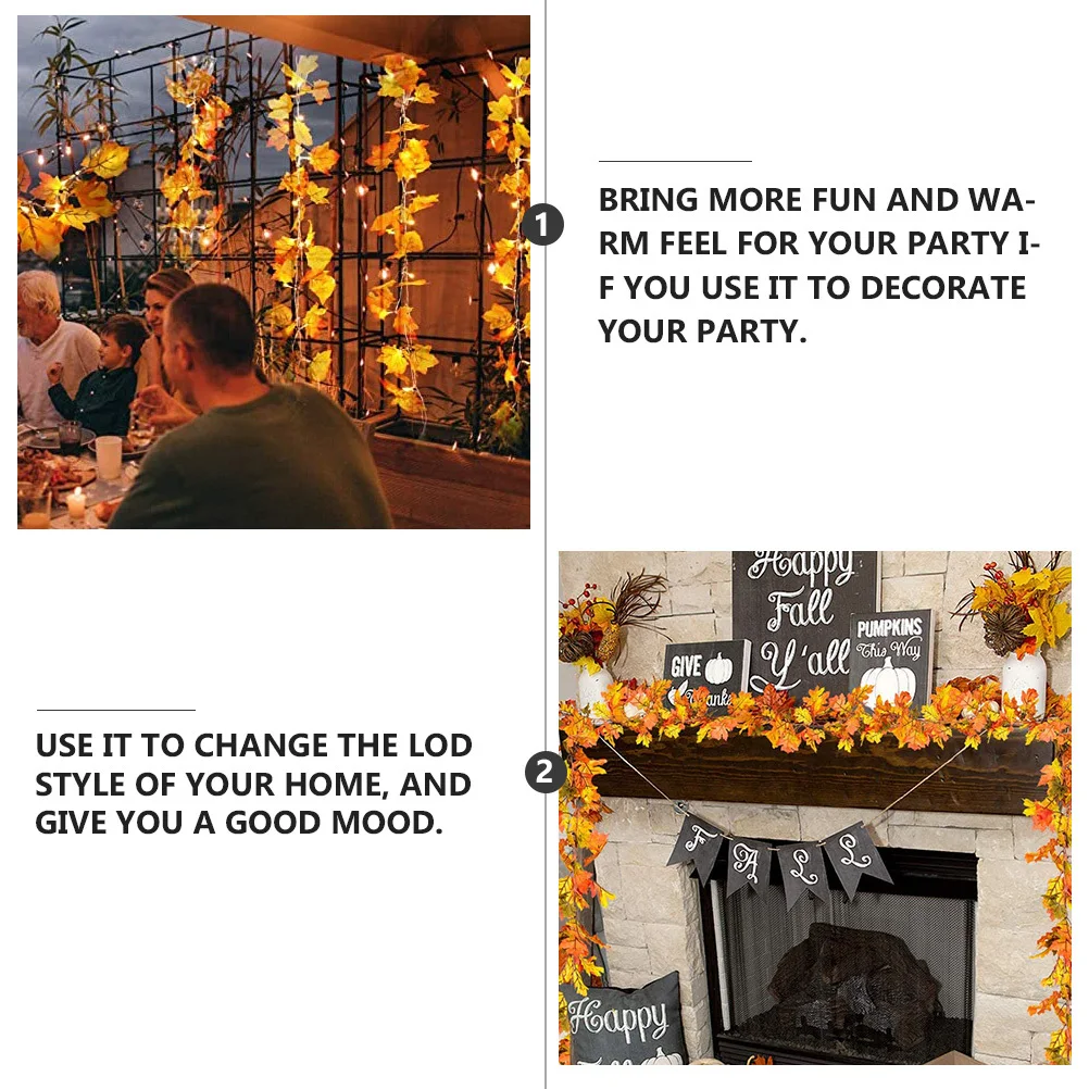 

2Pcs Simulation Maple Leaf Rattan Hanging Wall Decoration for Home Party Wedding Shop Bar Ornament Simulation Maple Leaf Rattan