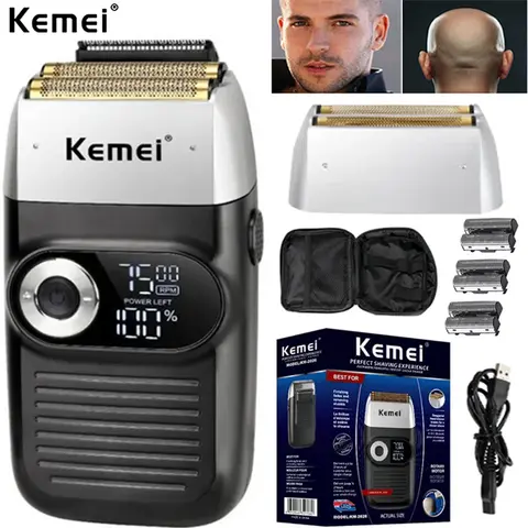 Kemei 남성용 충전식 무선 면도기 트윈 블레이드 왕복 수염 면도기 페이스 케어 다기능 강력한 트리머 KM-2026