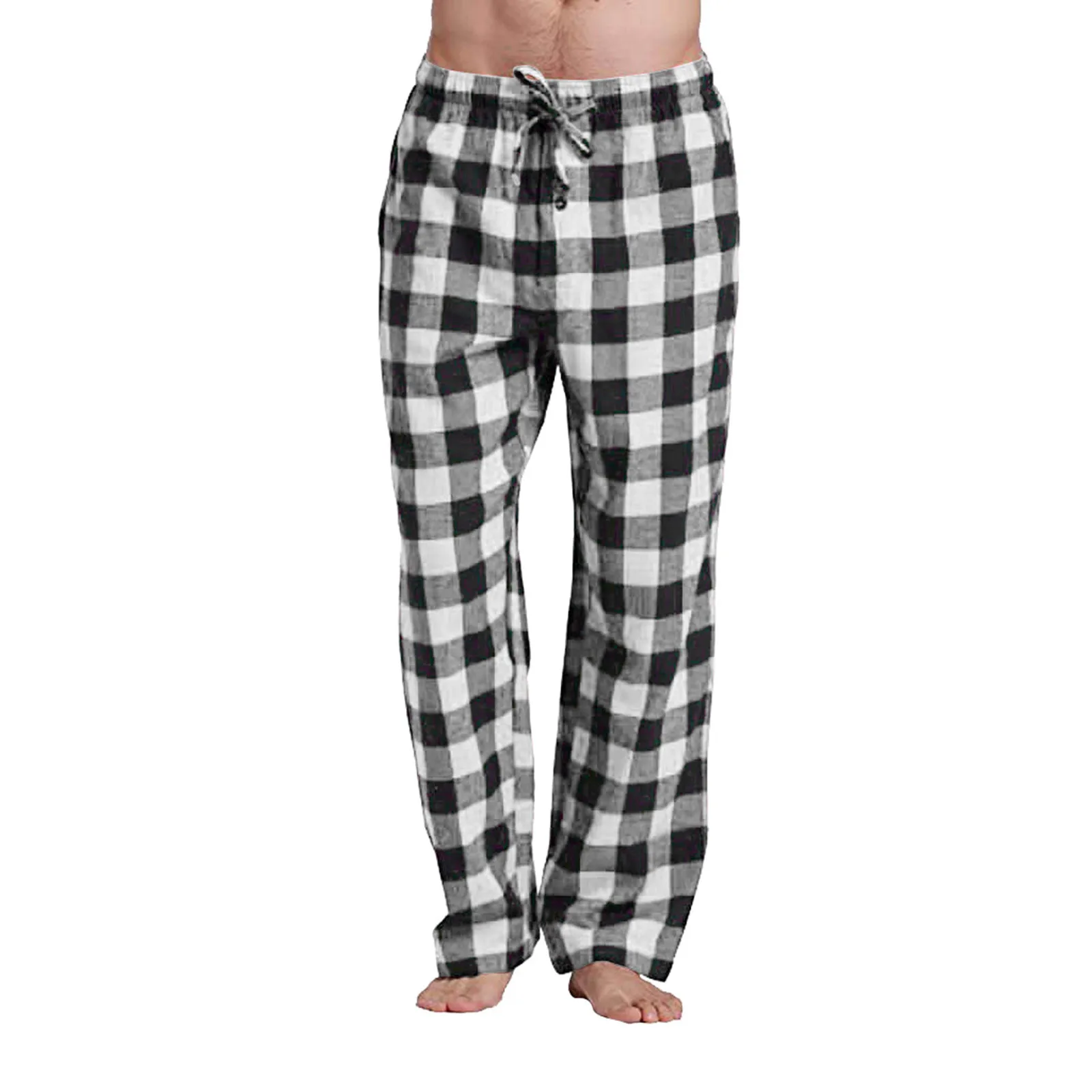 Mens Plaid Pajama Pants Elastic Drawstring Sleepwear Trousers Christmas Pyjama Pants Xmas Pajama