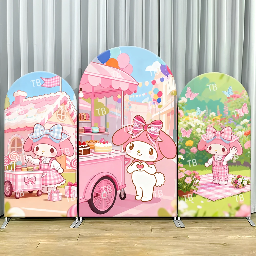 

Sanrio My Melody Arch Backdrop Cover Kids Party Decoration Photo Booth Props & Cute Cartoon Festive Background Supplies