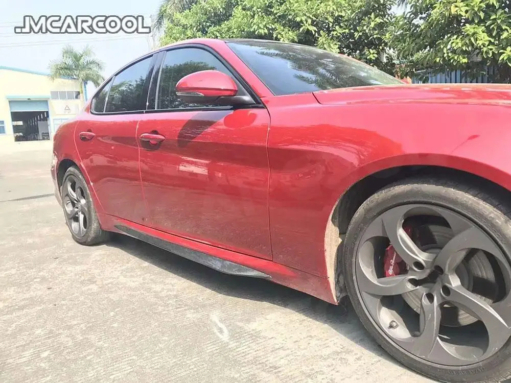 ألياف الكربون الجانب التنانير الوفير مآزر ملصقات يناسب ألفا روميو جوليا سيدان 4 باب 2015 2016 2017 السيارات تصفيف السيارة