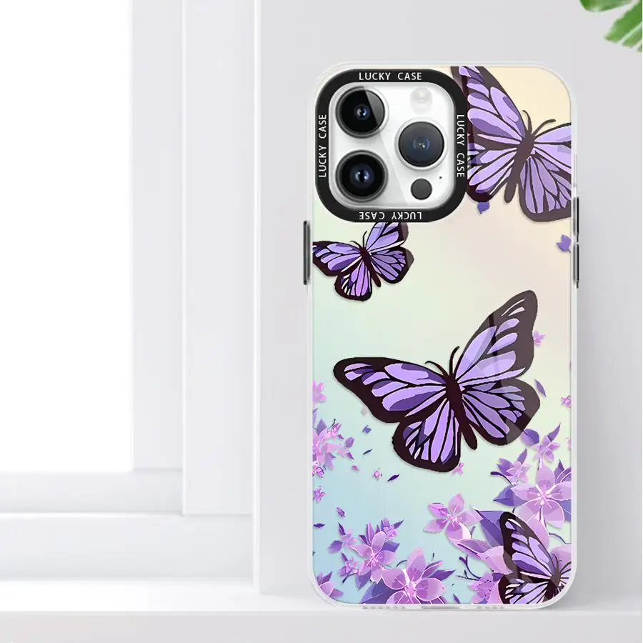 Butterfly Printed Phone Case for Xiaomi Redmi A1 A2 Plus K40 Pro Poco X3 NFC X3 Pro X5 Pro 5G Gradient Powder Shell Cover