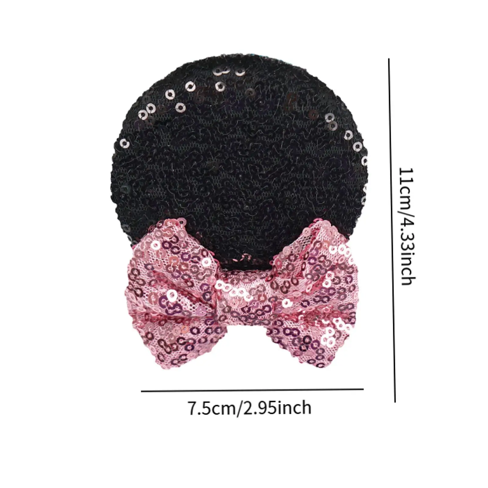 4Pcs Mouse Ears Hair Clips Sequin Hair Bows for Cosplay Halloween Decoration