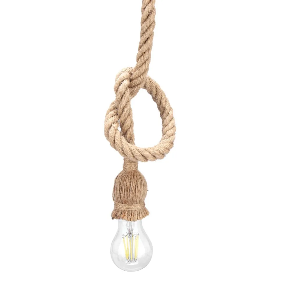 

E27 Lamp Base Hemp Rope Pendant Light 1 Meter Length Single Head or Twin Head Hemp Rope Lamp Hemp Rope Light Fixture Living Room