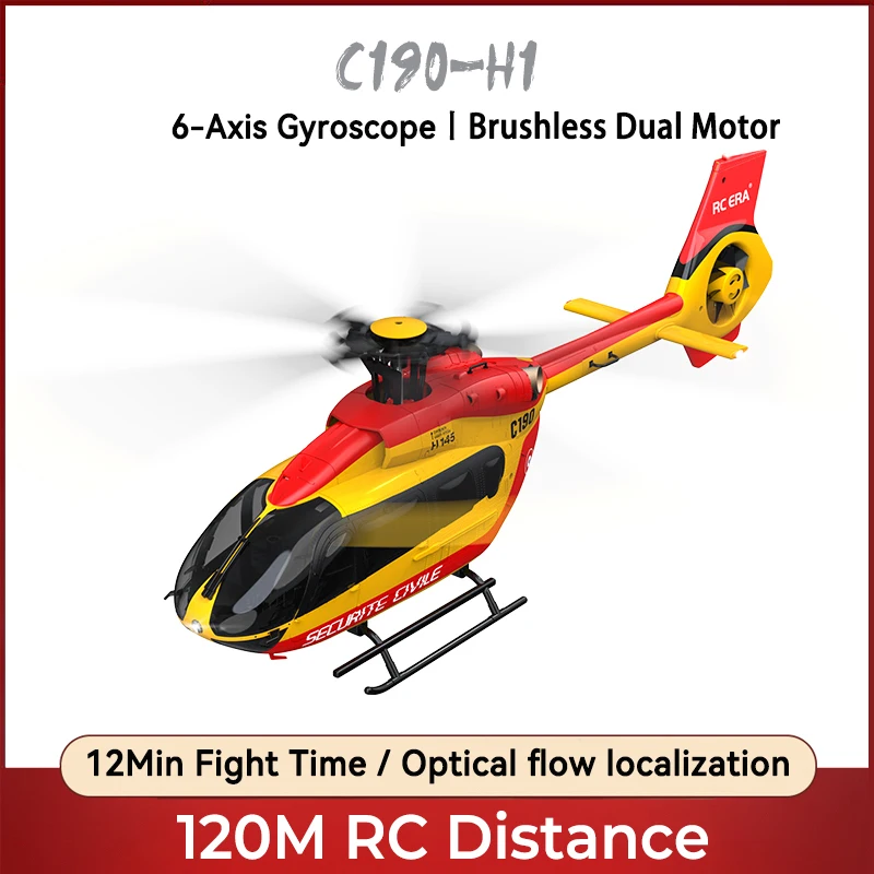 Rc Era 1/30 C190 6ch Single Blade Aileron Free Realistic Helicopter H145 Optical Flow Fixed Height Dual Brushless Toy Helicopter