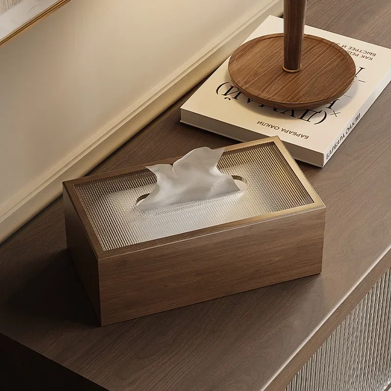 Walnut Wood Tissue Box Napkin Holder Case Wipes Dispenser Toilet Paper Organizer Container Car Tissue Box Case Table Decoration