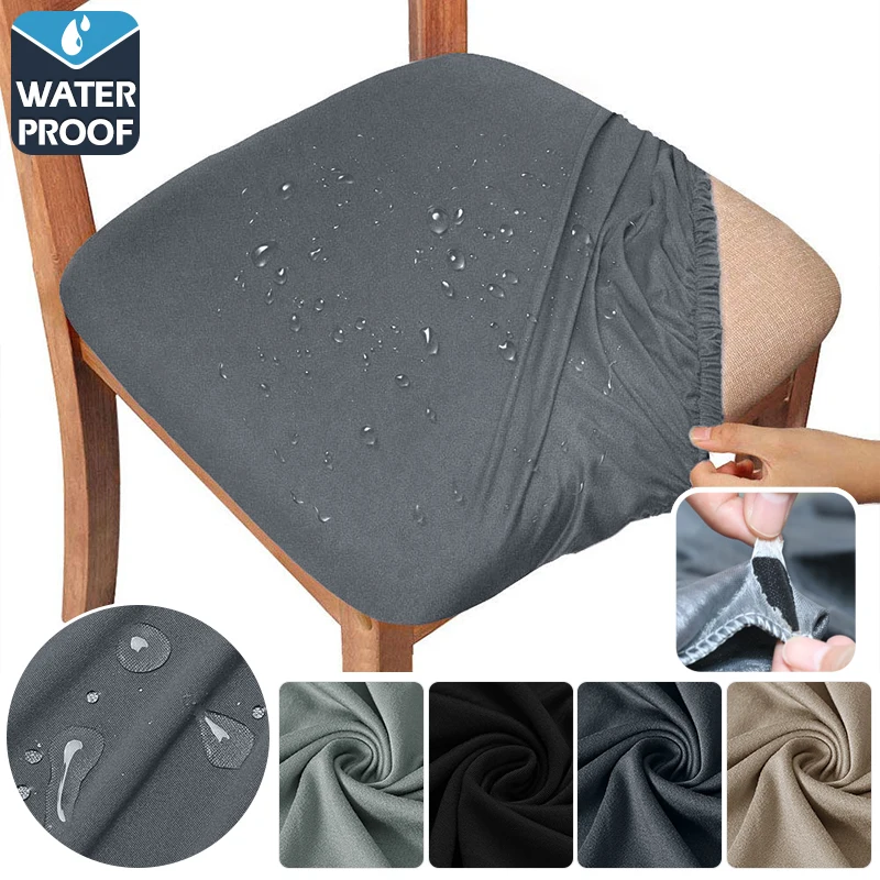 4/6PC wasserdichter Stuhlsitzbezug Stoff Sommer kühl seidig glatt atmungsaktiv abnehmbar Washa elastisches Kissen Stretch Schonbezug