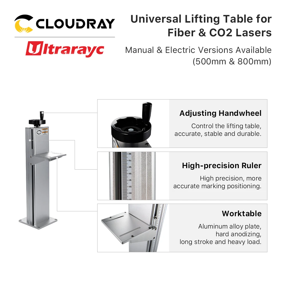 Ultrarayc Sợi Laser Đánh Dấu Một Phần Trục Z Nâng Bàn Cao 500 & 800Mm Có Động Cơ Cho DIY 1064nm Sợi đánh Dấu Một Phần