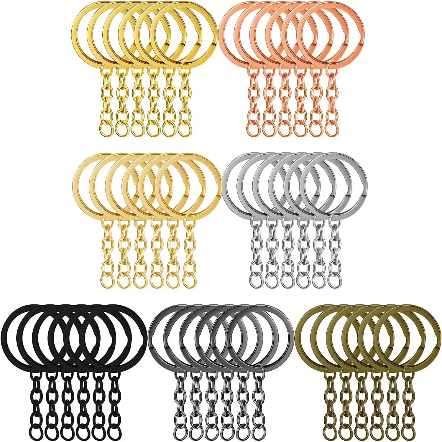 3/5/10/20/50PCS Metal Blank Keyring Keychain Split Rings Keyfob Key Rings Lobster Clasp Key Pendant Chains 12 Styles Keychains