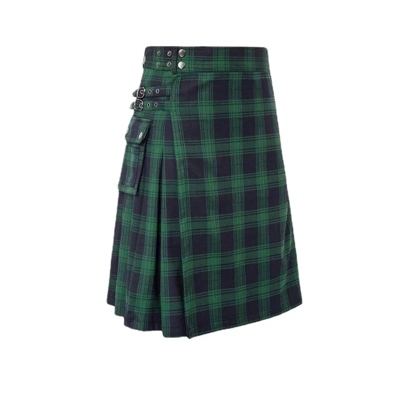 Gonna corta da uomo Tradizionale tartan delle Highland Kilt pratico Gonna da uomo Kilt vintage Scozia Gotico Punk Moda Kendo Pocket