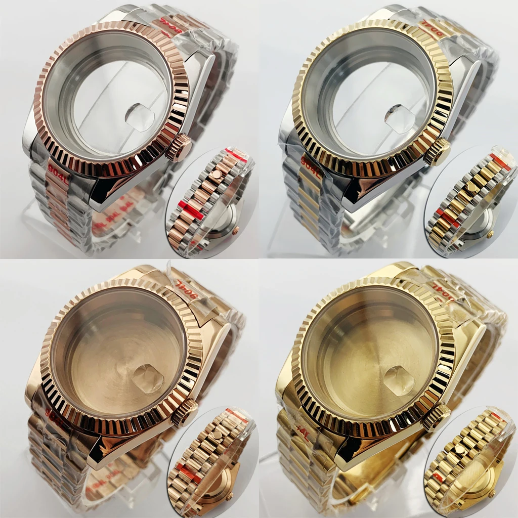 

New 36mm/39mm Rose Gold Watch Case Sapphire Glass Fit NH35 NH36 ETA 2836 MIYOTA 8215 MINGZHU 2813 3804 ETA2824 PT5000 Movemen