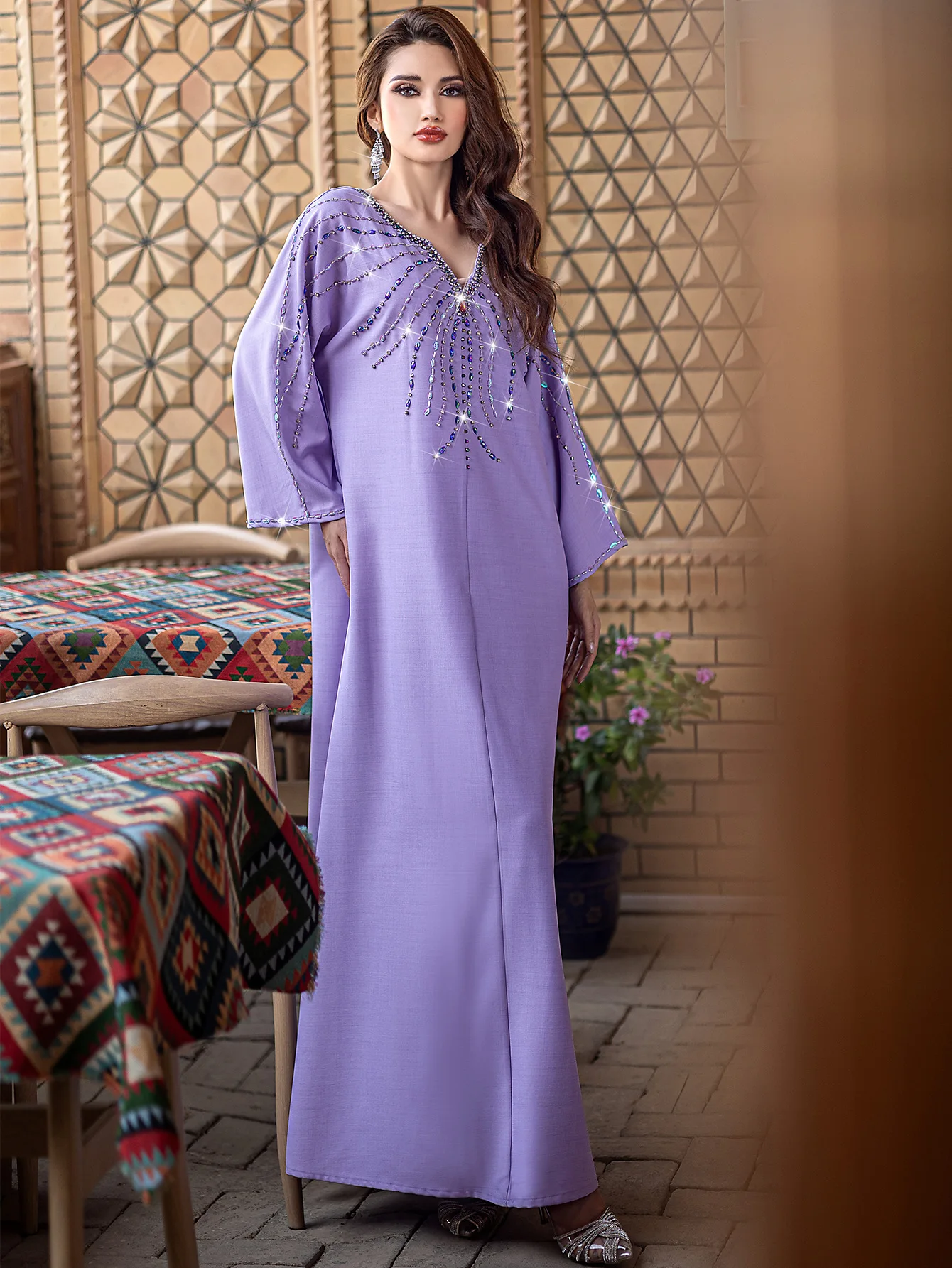 Eid musulmán de lujo Dubai Abayas nueva moda diamantes vestido de fiesta de noche para mujeres Turquía Kaftan Ramadán Djellaba Jalabiya BA5149