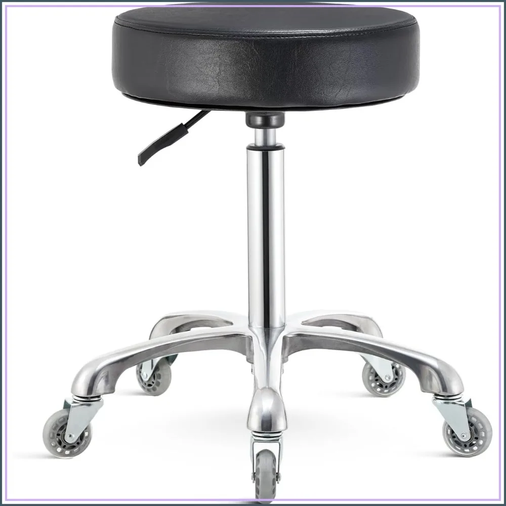 

Heavy Duty Hydraulic Rolling Stool with Wheels, Adjustable Swivel Chair for Tattoo, Massage, Medical Workbench