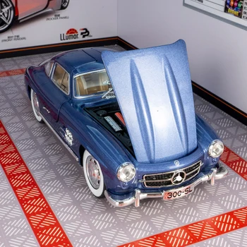 1:24 Benzs 300SL Legierung Automodell Druckguss Metall Klassische Fahrzeuge Automodell Simulation Sound und Licht Sammlung Kindergeschenke