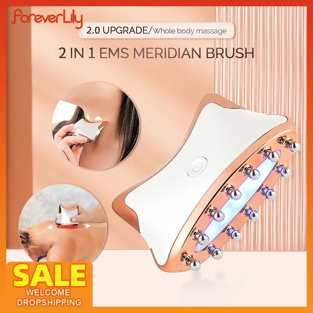 Brosse méridienne EMS sans fil à LED pour le visage, le cou, le corps, masseur, Lifting de la peau, raffermissement, soulagement de la Fatigue