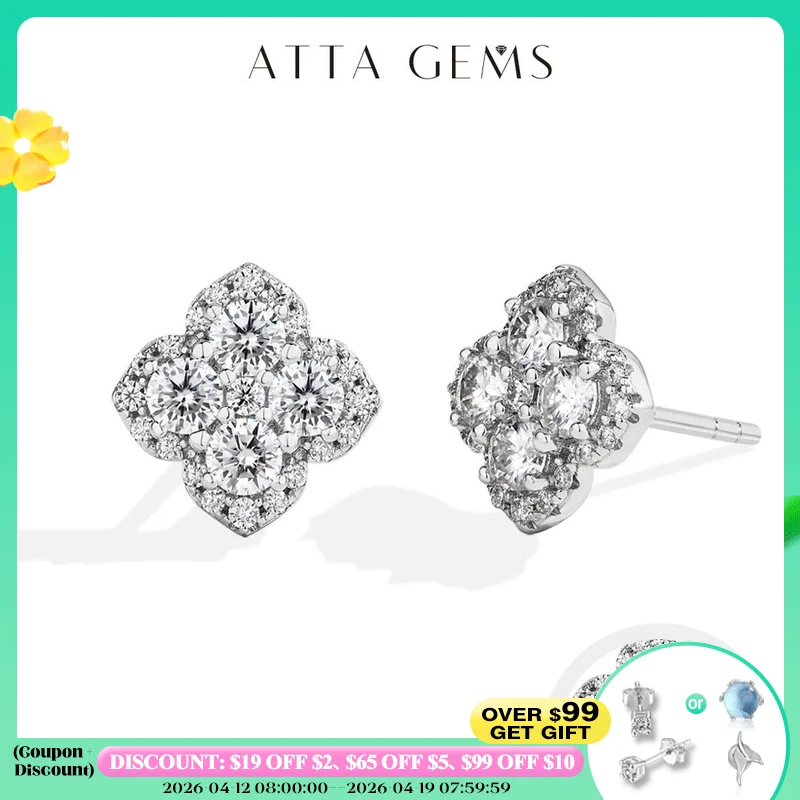 

Серьги Attagems с муассанитом и бриллиантами D VVS1 для женщин, стерлинговое серебро S925, позолоченные 18 карат, обручальные свадебные украшения, подарки