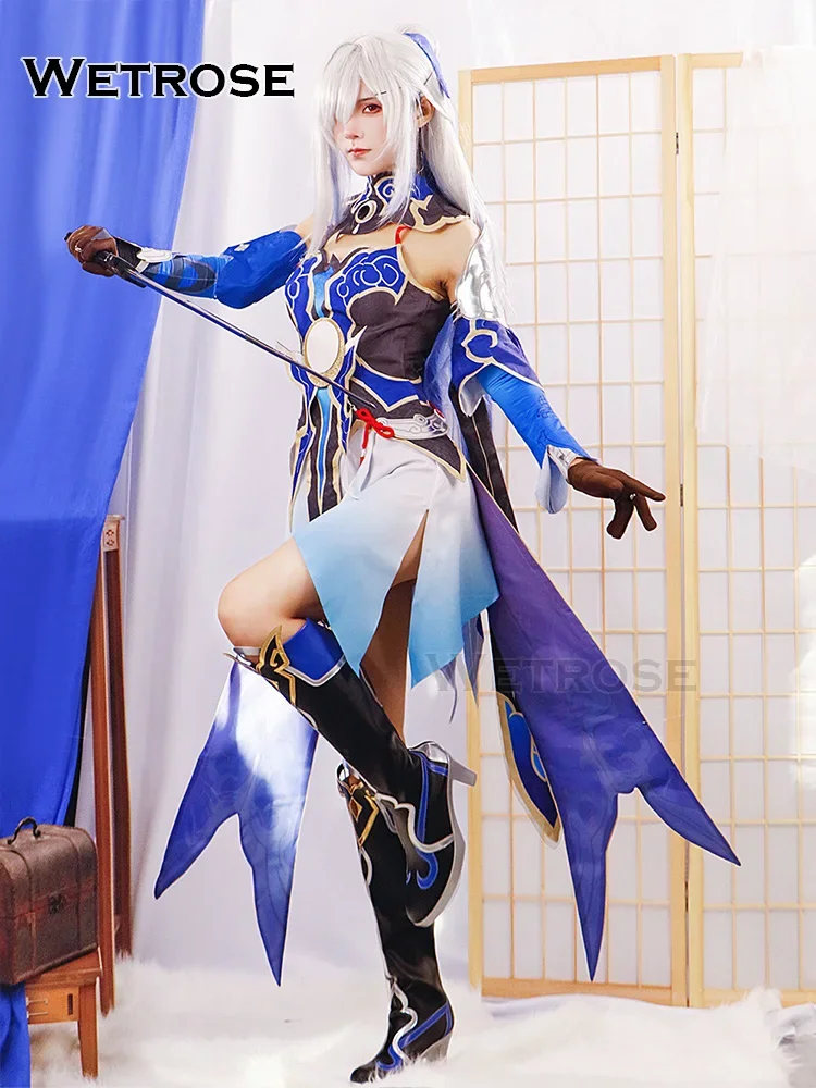 [Wetrose]Jingliu Honkai Star Rail Cosplay Costumes قبل الطلب هونكاي ستار السكك الحديدية jingleo цинллتأثيري حلي لعبة مجموعة كاملة شعر مستعار هالوين