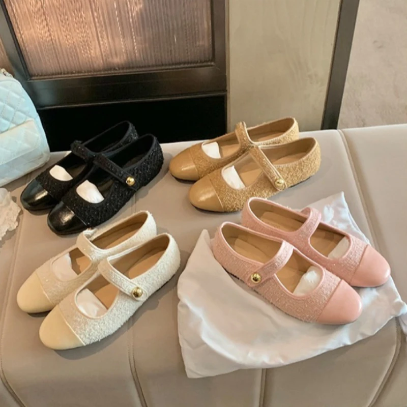 Designer-Schuhe mit runder Zehenpartie für Damen, Mary-Jane-Flats, modische, flache Slip-On-Pendlerschuhe für Frühling und Herbst, prägnante Zapatos De Mujer